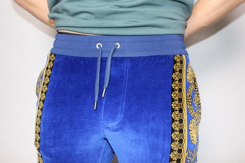 NWT Versace Pants Mens Blue Gold Baroque Joggers 2018 Pantalone Sportive Sz S - Picture 7 of 8