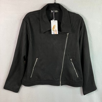 Prettygarden Moto Asymmetric Zip Jacket Women's Size XL Black Long Sleeve NWT