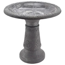 BB05 Stone Fiberclay Birdbath 19.5x10.25x20.5, Grey
