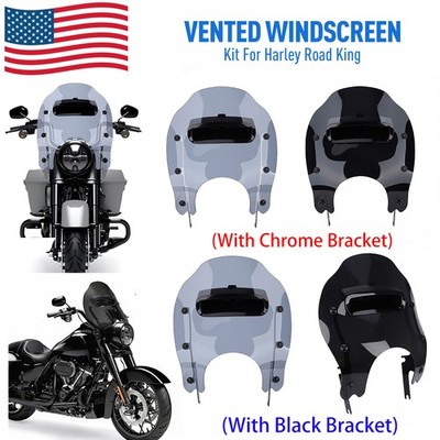Windshield Vented Windscreen + Mounting Hardware Kit For Harley Road King 94-UP