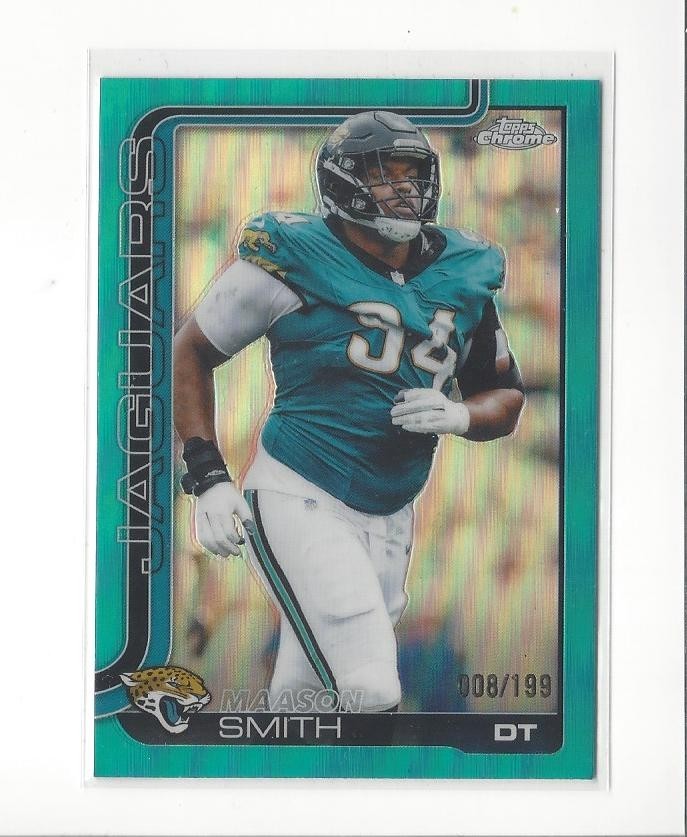 2025 Topps Chrome Aqua Refractor #140 Maason Smith Jaguars *008/199