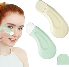 2 Pcs Black Head Remover for Face Tool Skin Scrubber Face Spatula Silicone Black