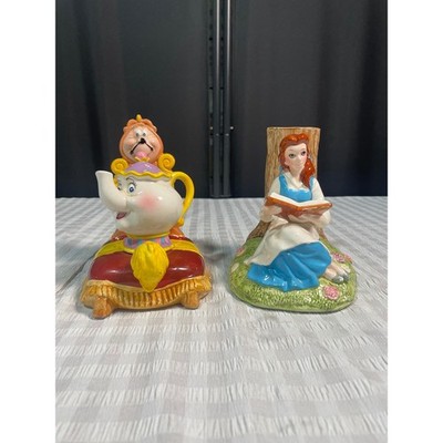 Vintage Disney Beauty and the Beast Ceramic Figurine Lot Belle Mrs Potts Japan
