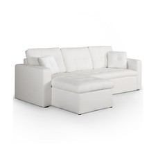 Canapé d'Angle Convertible "Corto" 221cm Blanc