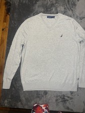 Nautica Men's Gray Navtech Long-Sleeve V-Neck Pullover Sweater Size L