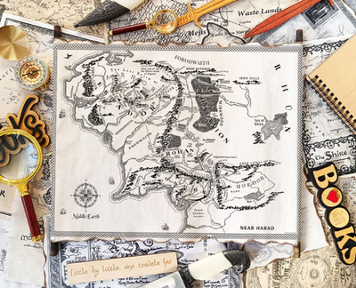 Middle Earth Map on Handmade Scroll, Lord Of The Rings Map, The Hobbit Map, LOTR