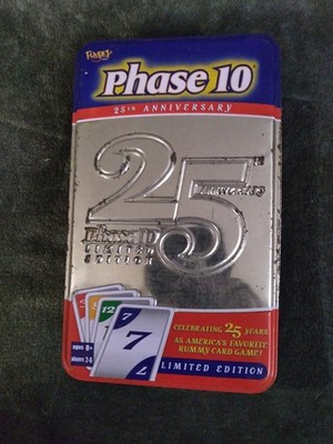Phase 10 25th Anniversary Limited Edition Card Game - Sealed Cards - Damaged Tin