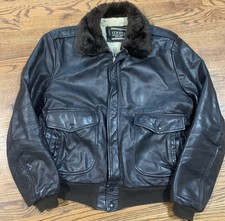Vintage 60s Cooper Flight USN Bomber Leather Military Jacket Made In USA 44L