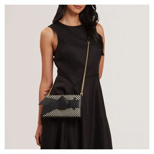 TED BAKER 🎀 Jeesie Bow Canvas Clutch Bag RRP £119 Crossbody with chain