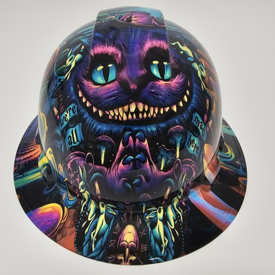 #ad full brim hard hat custom hydro dipped IN WE ARE ALL MAD HERE CHESHIRE CAT NEW $62.99