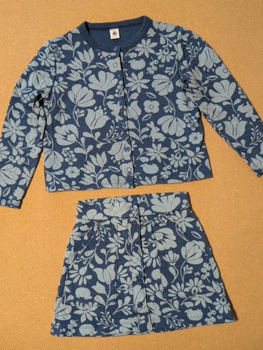 Petit Bateau Kids Girls Jacket Skirt Set Blue Floral Animal Patterned - Picture 13 of 18