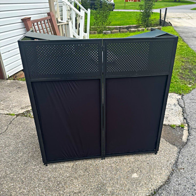 Black Folding Metal & Fabric DJ Facade Booth Screen Backdrop w/ Carry Bag
