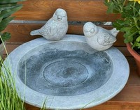 Frostfeste VogelträNke Teller Mit Vogel Steckbar 32 Cm Gartenfigur Steinguss