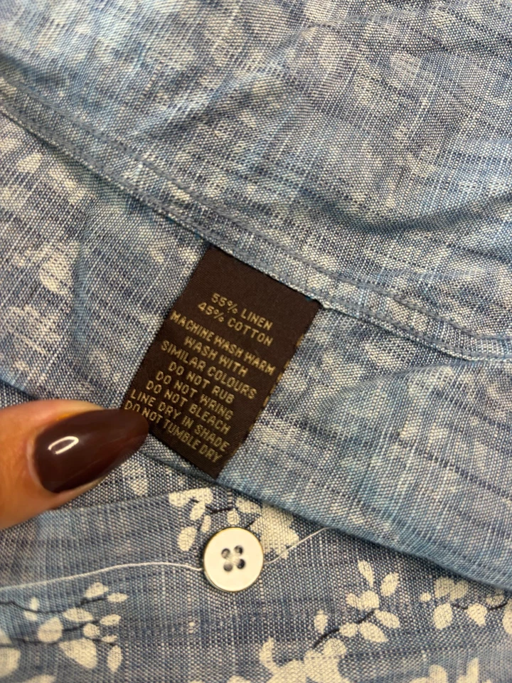 Camisa Rodd & Gunn Para Hombre L Azul Blanco Floral Tejida en Europa Calce Deportivo Abotonada Foto 4 de 4