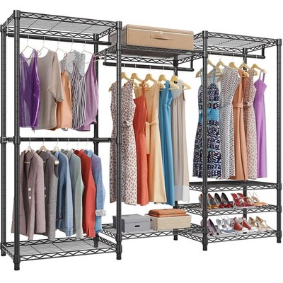 Portable Heavy Duty 4 Rod Clothes Rack Wardrobe Closet Organizer System