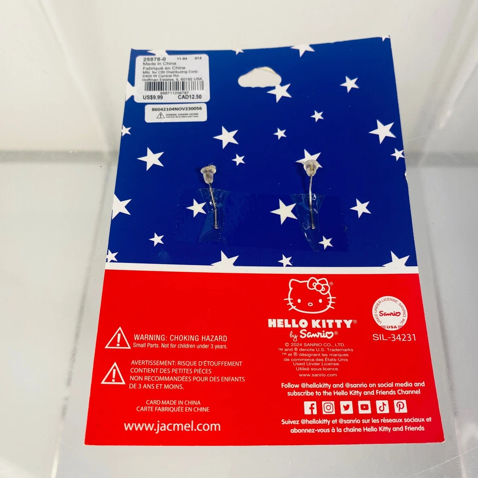 Claires Nuevo Hello Kitty Patriótico Iluminado Collar + Pendientes Lote Paquete Estrellas Foto 3 de 4