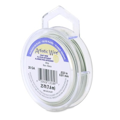 20 Gauge Silver Plated Tarnish Resistant Colored Copper Craft Wire White 25 Ft