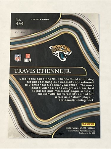 2021 Panini Select Field Level Travis Etienne #354 Silver Prizm Rookie Card - Picture 2 of 2