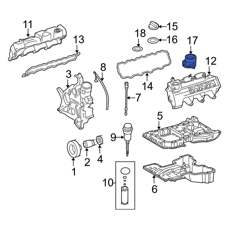For Mercedes-Benz C240 2001-2005 Mercedes-Benz 1120100064 Engine Oil Filler Tube Foto 3 de 4