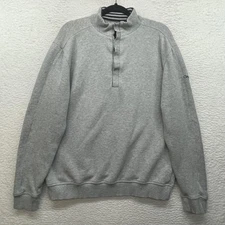 Straight Down Sweater Mens Large Gray Quarter Snap Mock Neck Oakhurst Golf