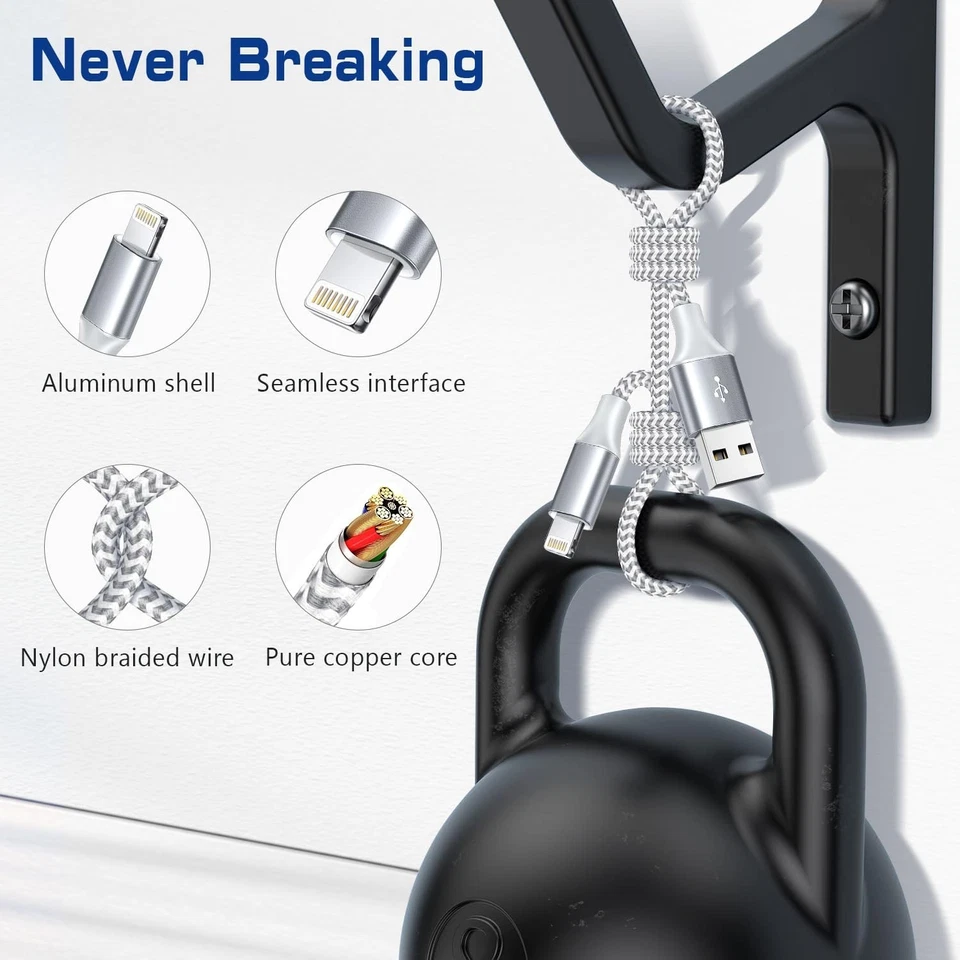 [Apple MFi Certified] Short iPhone Charger 1ft 2Pack,USB A to Lightning Cord Nyl - Image 4 of 4