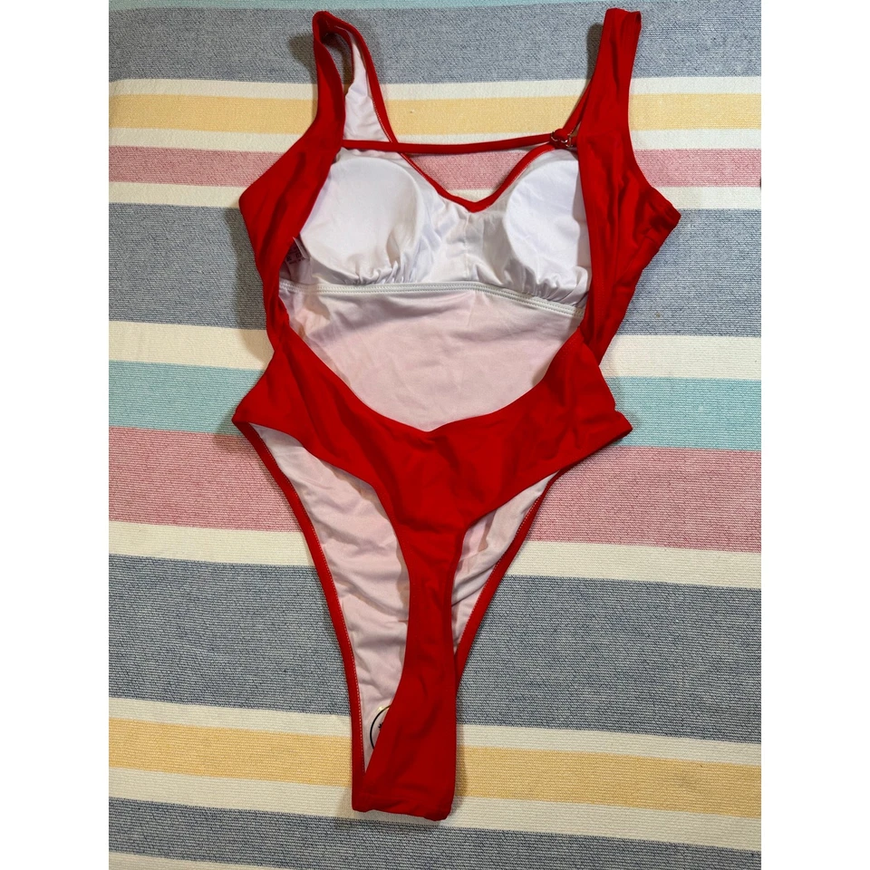 NWOT Red One Piece Thong Swimsuit - Size Small - Image 2 of 4