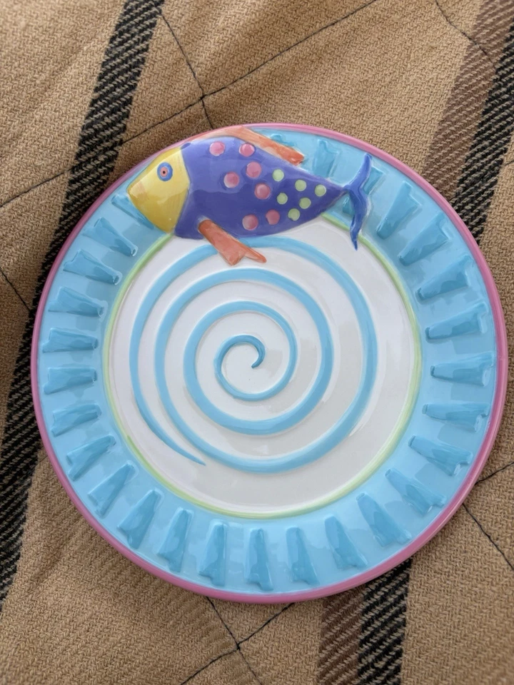 Juego de 7 auténticos platos de cerámica de pescado y estrellas de mar Bella Casa de Ganz Foto 2 de 4