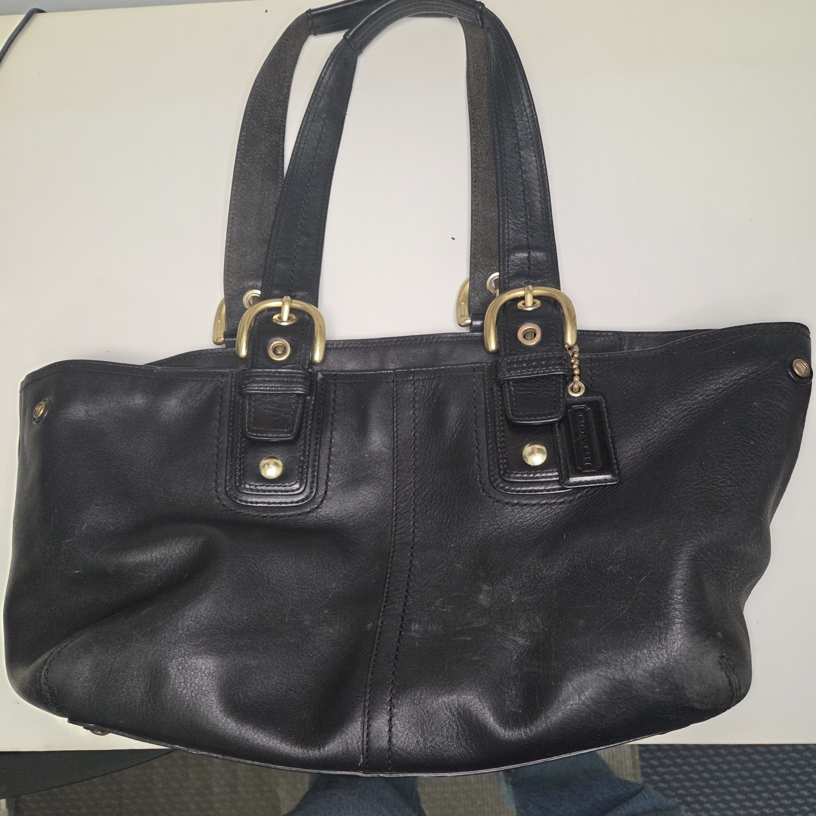 Y2K Coach Soho Black Pebbled Leather Satchel Shoulder… - Gem