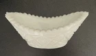 Kemble Hobstar & Fan Milk Glass Sawtooth Rim Canoe Shaped Candy/ Nut Dish