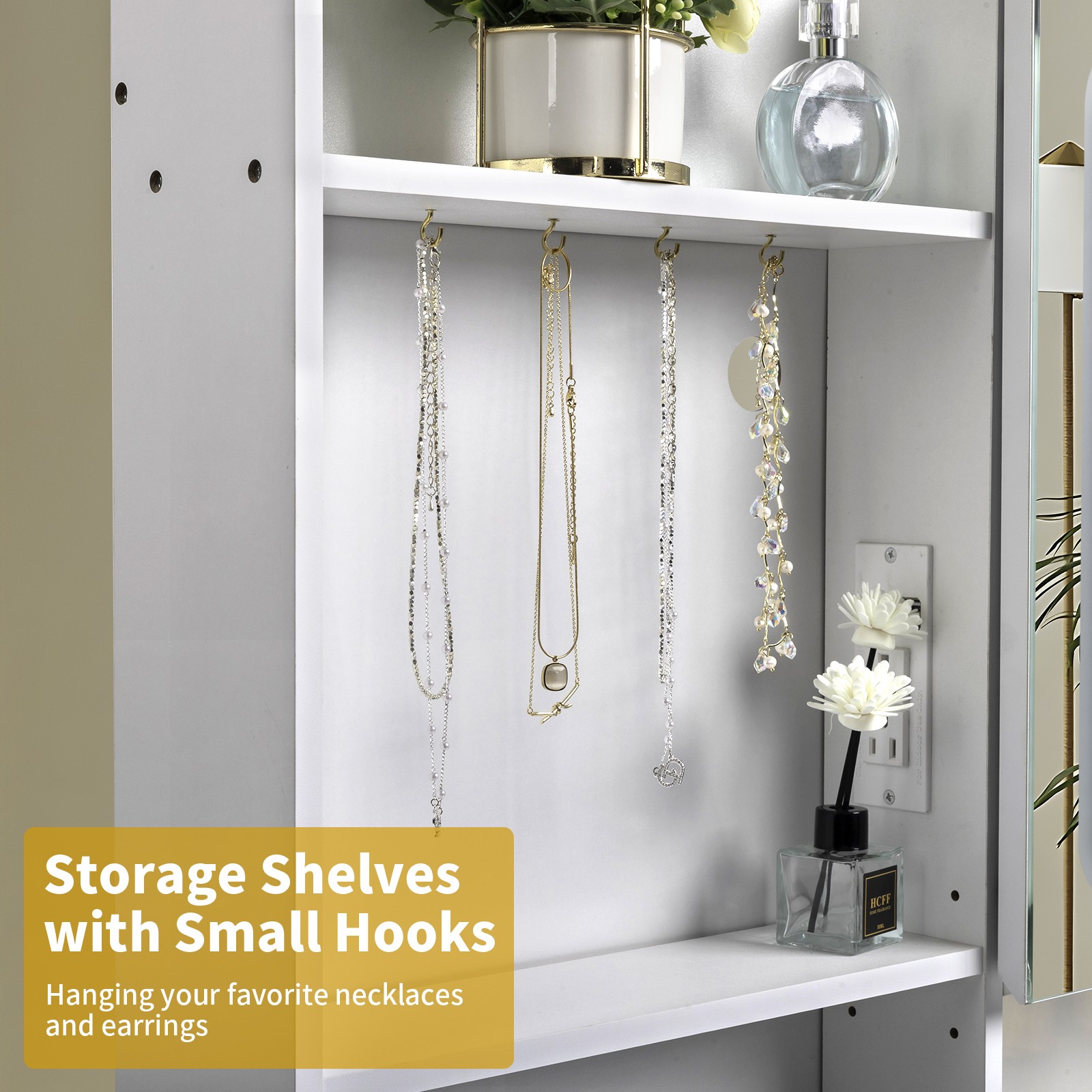 Vanity Set with Led Lights Makeup Desk Dressing Dresser Table W/Charging Station