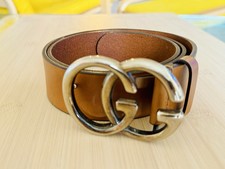 GUCCI Signature Double G BrownLeather Belt Size 115/46 Authentic Quick Ship