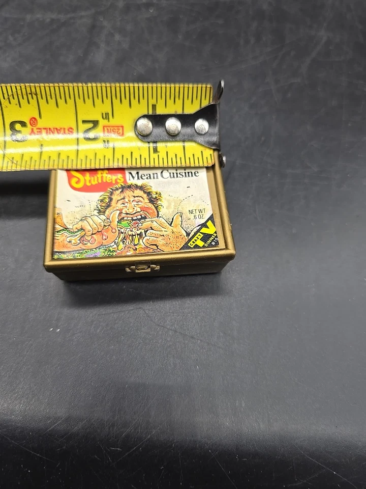 "Contenedor de caramelos Fleer Crazy TV Cena vintage dorado de los años 80 2,25"" cocina de relleno" Foto 4 de 4