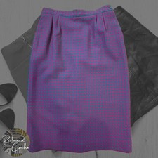 Vintage Pendleton 100 Virgin Wool Pink Blue Houndstooth A-Line Skirt Size 10