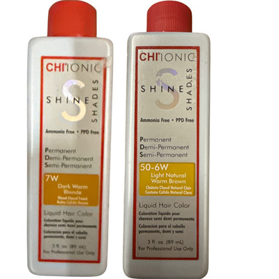 2Pack CHI Ionic 3oz Each Shine Shades Liquid Hair Color 7W & 50-6W