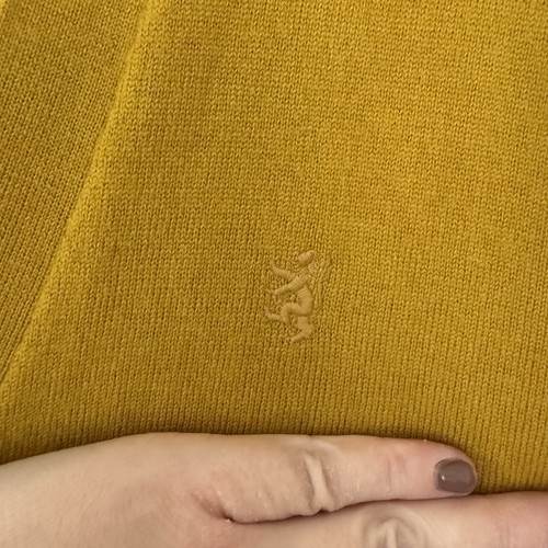 Pringle of Scotland Cardigan Mustard Ochre Yellow Size Medium Merino Wool V Neck - Picture 2 of 6