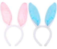 Easter White & Pink/White & Blue Bunny Ear Headband Fancy Dress Rabbit Accessory