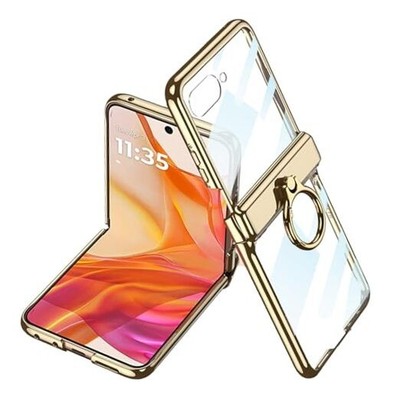 MistWorld for Motorola Razr Plus 2024 Crystal Clear case with razr+ 2024 Gold