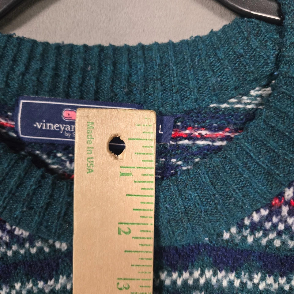 Suéter Vineyard Vines Fair Isle para hombre verde grande mezcla de lana Shep Ian Foto 3 de 4