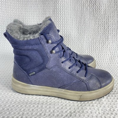 Ecco Cleo Gore-Tex Leather Boot Womens Size 6 / 6.5  OR 37  Fleece Lace Up Ankle
