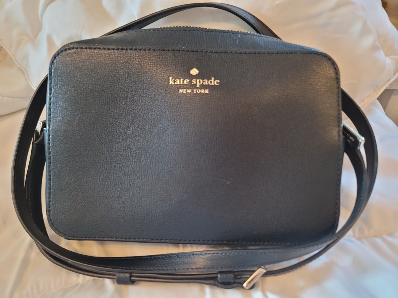 Kate Spade New York Black Small Crossbody Zip Top Handle Gold Hardware