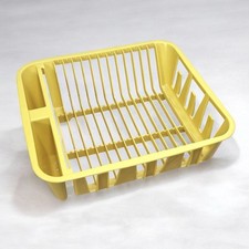 VTG 70s Rubbermaid Twin Sink Dish Drainer Drying Rack Harvest Gold Yellow 6049