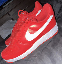 Nike Air Force 1 Red White Solid Low Top Lace...