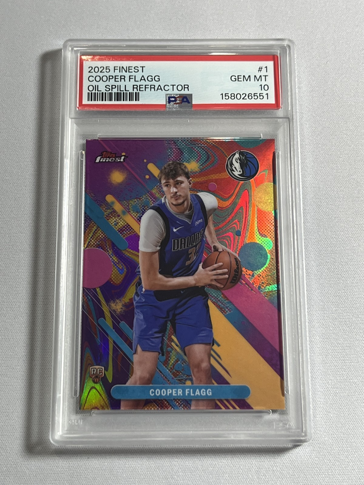 2025-26 Topps Finest #1 COOPER FLAGG Oil Spill Refractor PSA 10