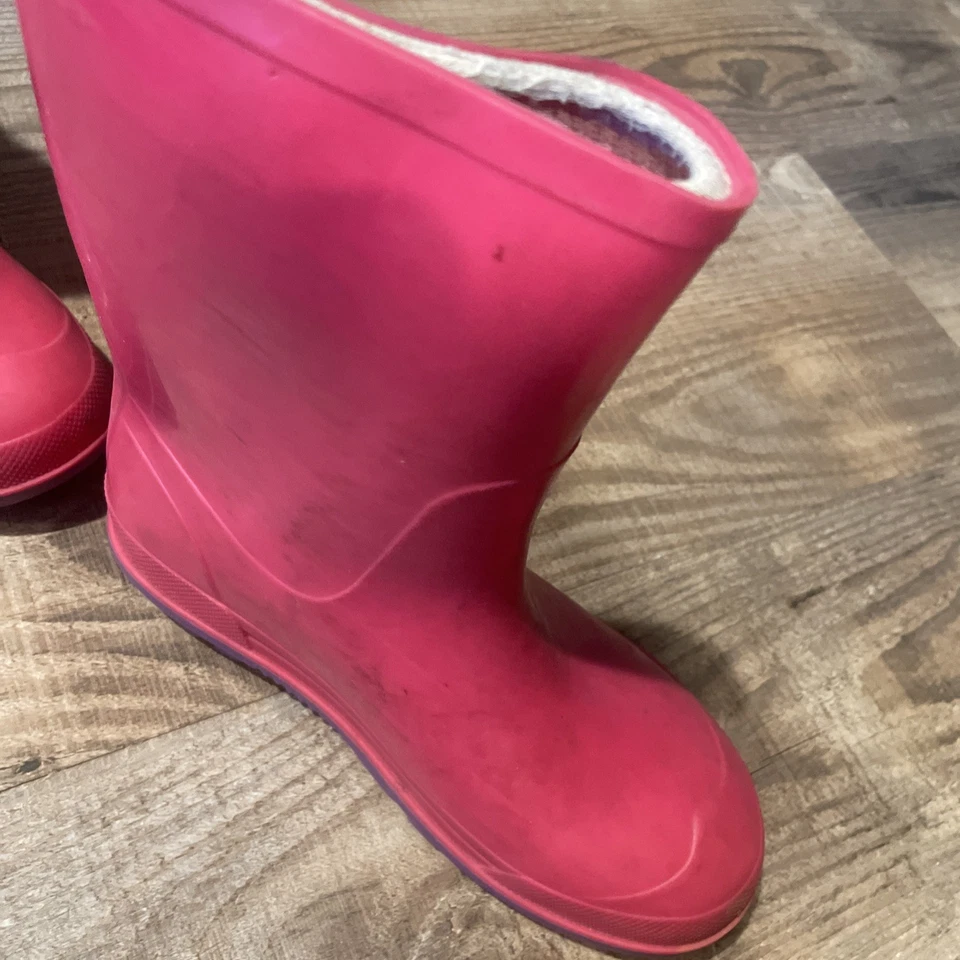 Girls Pink Rain Boots Size 13-1 Waterproof Mid Calf Canada Purple Bottom - Image 4 of 4