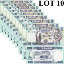 Zambia 10 Kwacha ND 1980-1988 P 26 UNC 1/10 Bundle LOT 10 pcs