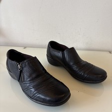 Heavenly Feet Black Leather Comfort Shoes Zip Slip On UK 7 EU 40