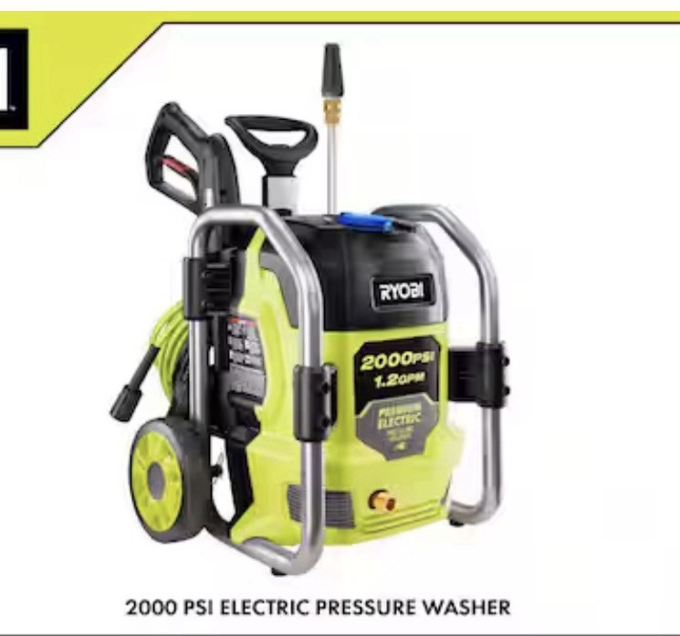 Ryobi RY142022 2000 PSI 1.2 GPM Cold Water Corded Electric P