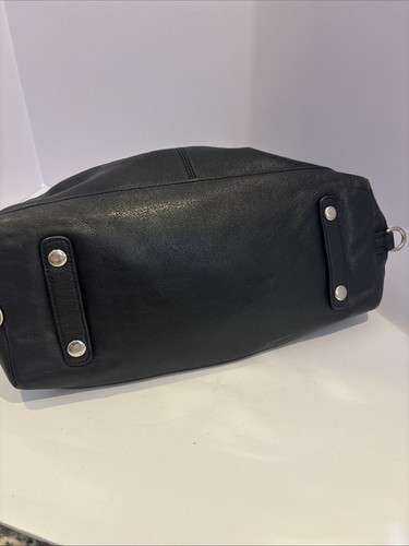 Vintage Coach schwarze Ashley Vollleder Umhängetasche Handtasche mit lila Futter sauber - Bild 7 von 8