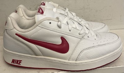 Nike Ebernon Low White Red Leather Athletic Basketball Shoes Sneakers Sz 11 NOS