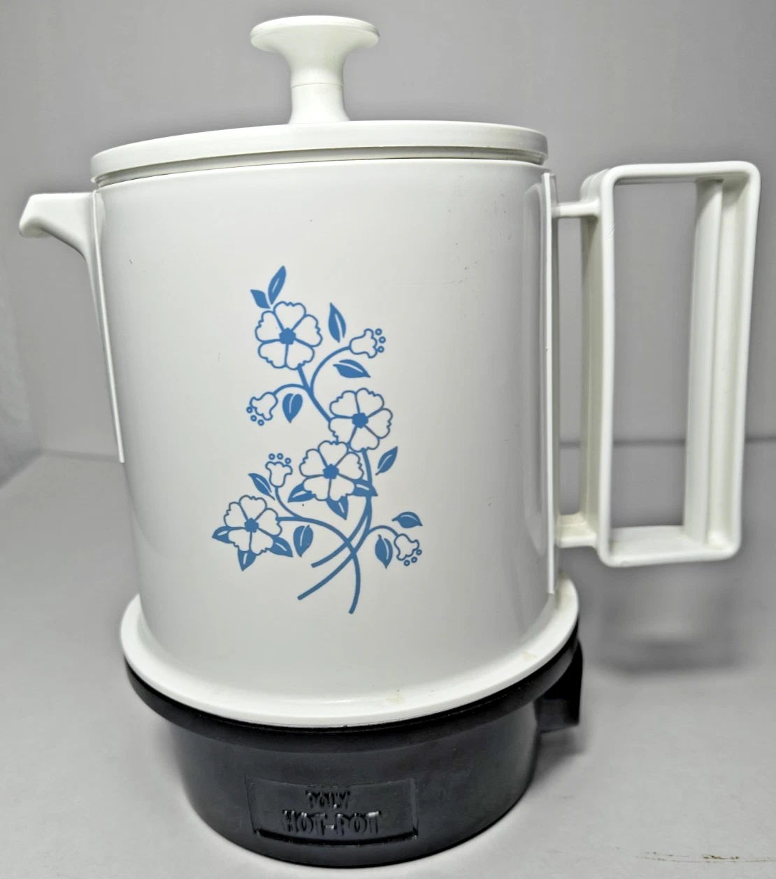 Vintage Blue Floral Regal Poly Hot Pot 5 Cup Electric Tea Coffee Water Kettle